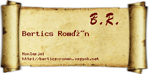 Bertics Román névjegykártya